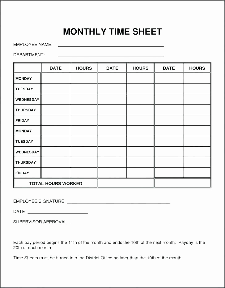 Free Printable Time Sheets Pdf Awesome 15 Blank Timesheets