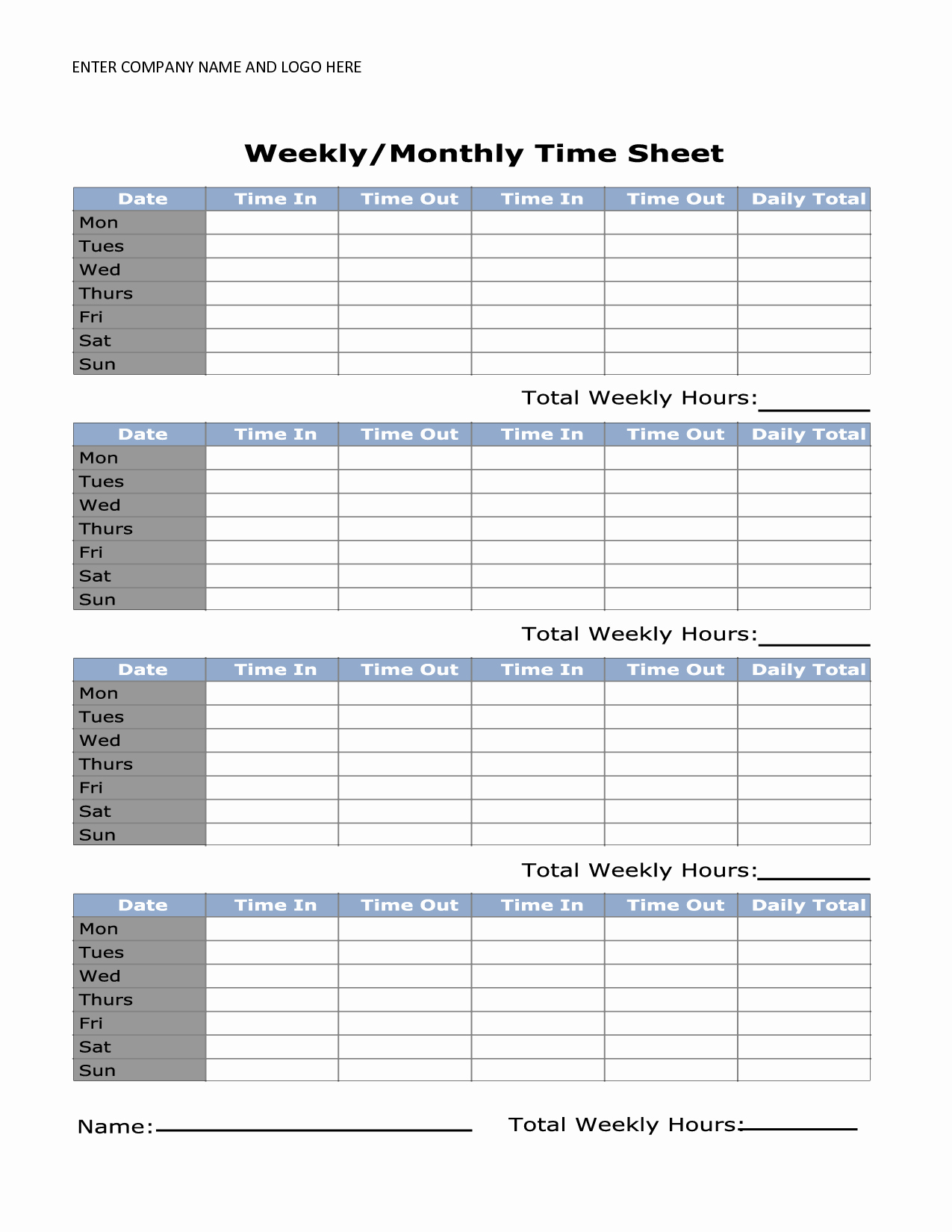 Free Printable Time Sheets Pdf Fresh 8 Best Of Printable Monthly Time Sheets Free