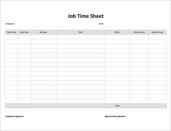 Free Printable Time Sheets Pdf Inspirational Job Timesheet Template Free