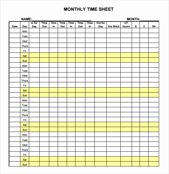 Free Printable Time Sheets Pdf Lovely Monthly Timesheet Template 15 Download Free Documents
