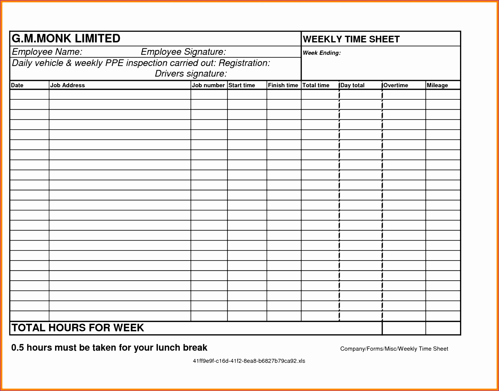 Free Printable Time Sheets Pdf Luxury 6 Weekly Time Sheets Exceltemplates Exceltemplates