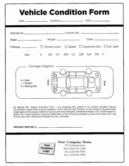 Free Printable Vehicle Inspection form Lovely Vehicle Condition Report Templates