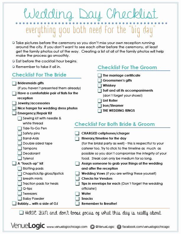 Free Printable Wedding Checklist New Wedding List