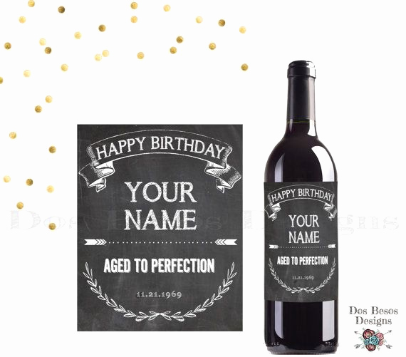 Free Printable Wine Labels Elegant Chalkboard Birthday Wine Label Printable Label Digital