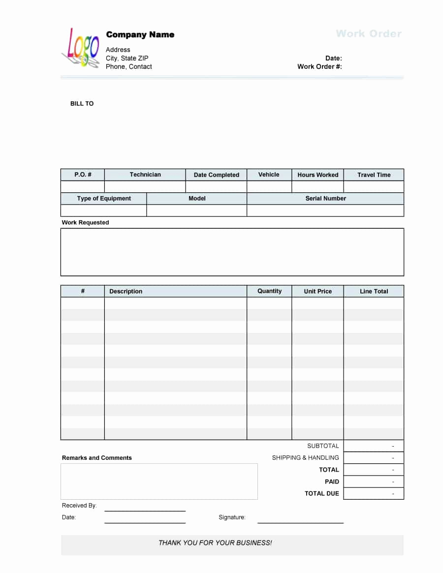 Free Printable Work order Template Best Of 40 order form Templates [work order Change order More]