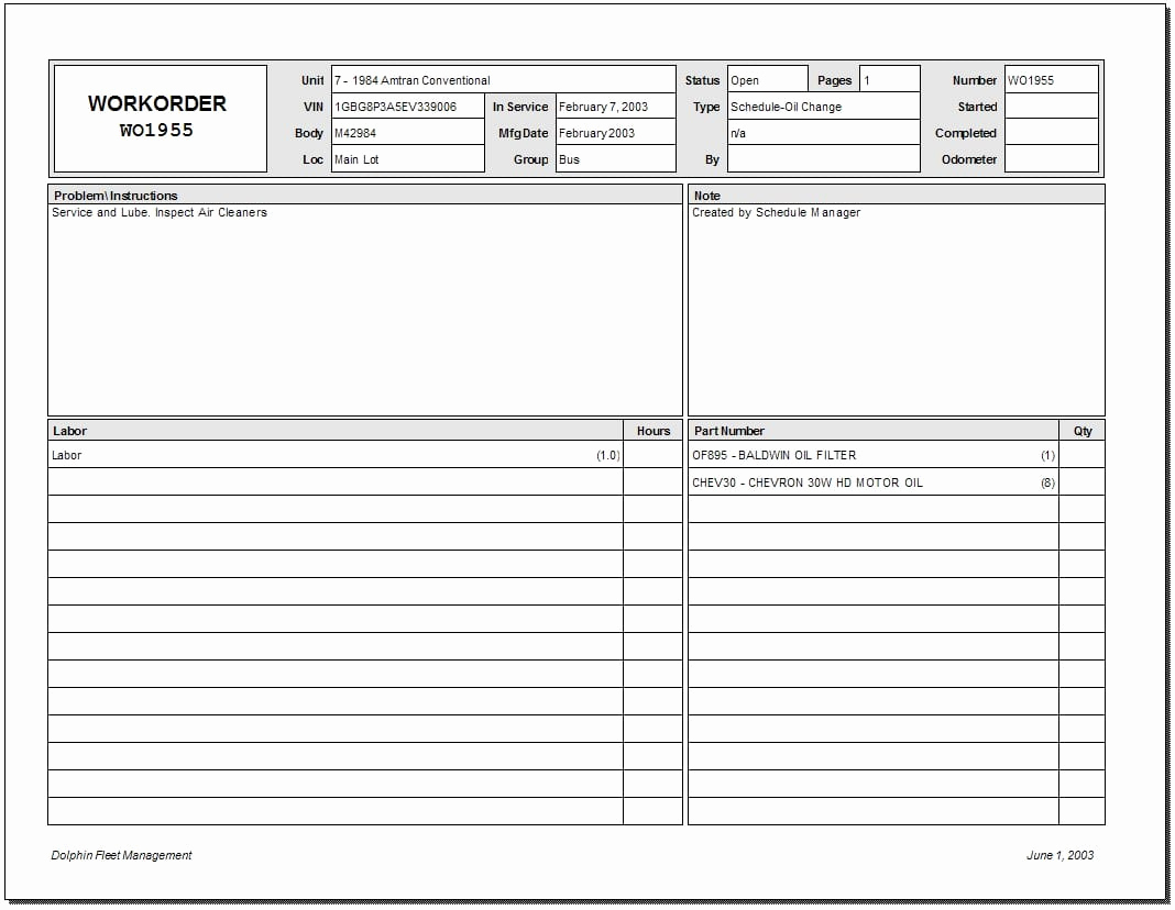 Free Printable Work order Template Fresh 5 Work order Templates formats Examples In Word Excel