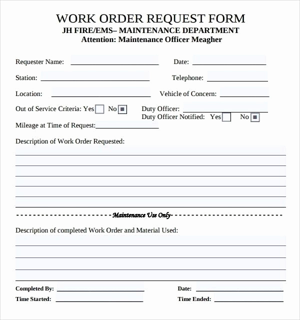 Free Printable Work order Template New Printable Maintenance Work order forms