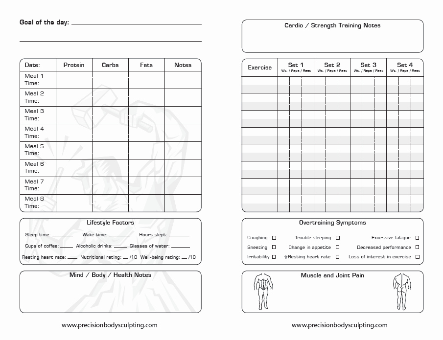 Free Printable Workout Log Sheets Awesome Body for Life Workout Sheets