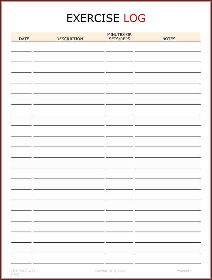 Free Printable Workout Log Sheets New Exercise Log Template 8 Plus Training Sheets
