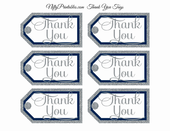 Free Printables Thank You Tags Best Of Navy Silver Thank You Tags Rectangle Nifty Printables