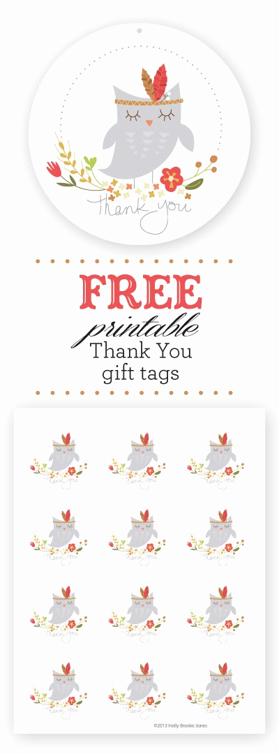 Free Printables Thank You Tags Elegant Holly Brooke Jones Free Owl Printable Thank You Gift Tags