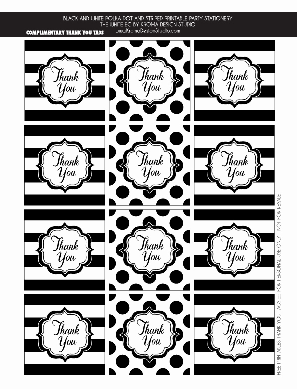 Free Printables Thank You Tags New Black and White Party Ideas