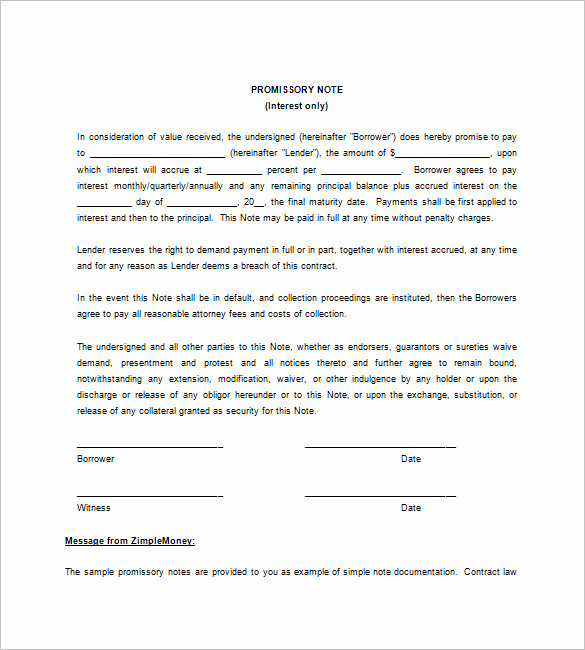 Free Promissory Note Template Word Best Of Blank Promissory Note Templates – 13 Free Word Excel