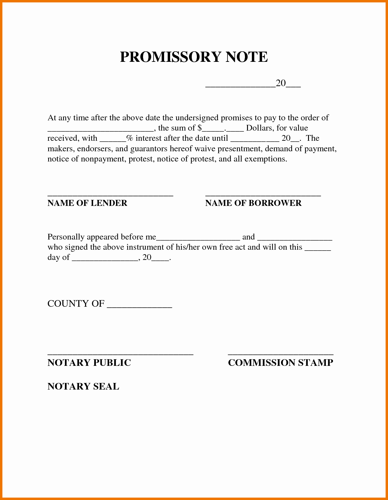 Free Promissory Note Template Word Inspirational Free Promissory Note Template