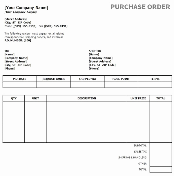 Free Purchase order Template Best Of 6 Free Purchase order Templates Excel Pdf formats