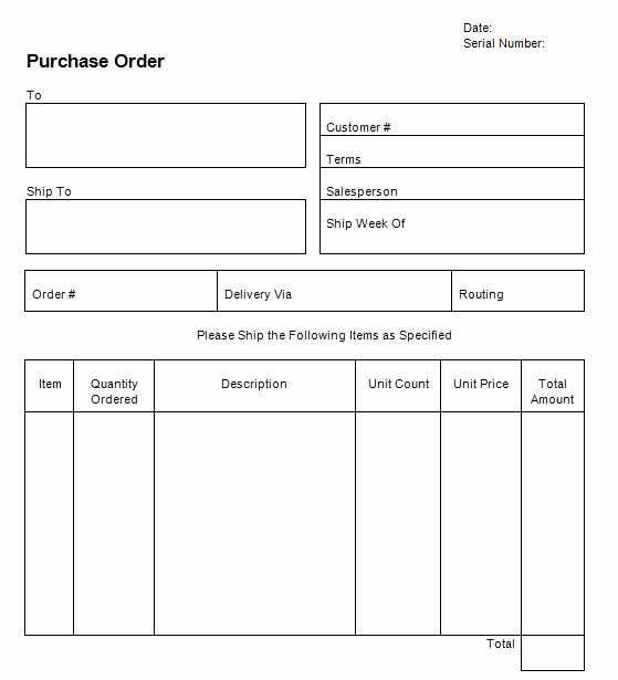 Free Purchase order Template Best Of Purchase order Template