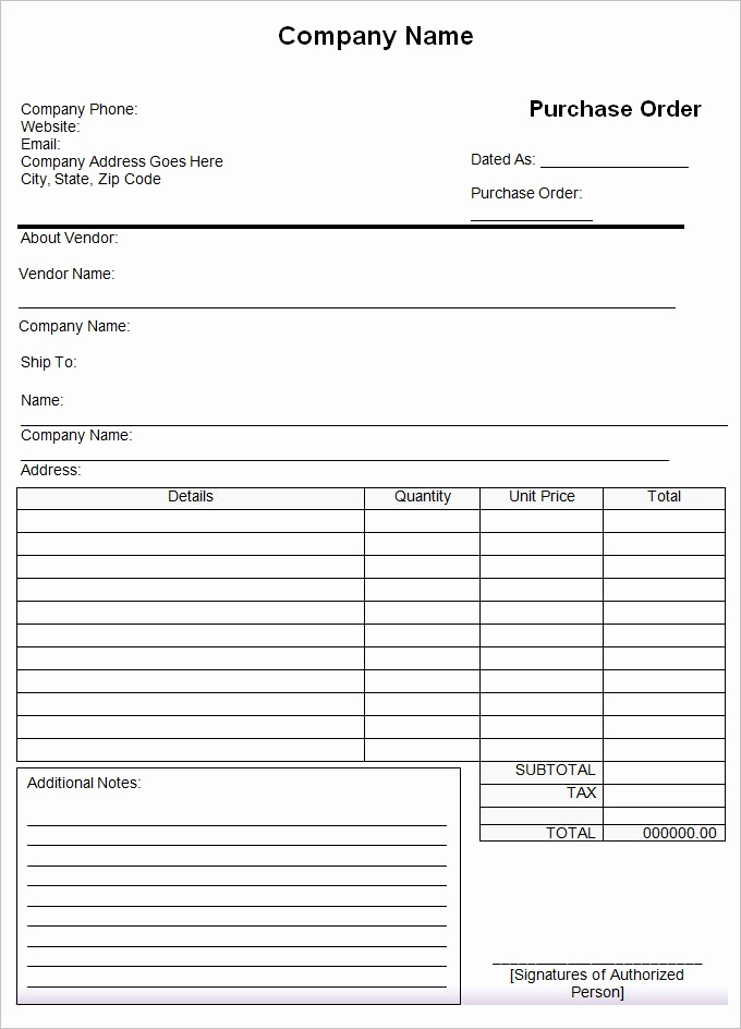 Free Purchase order Template Fresh Purchase order Template Word