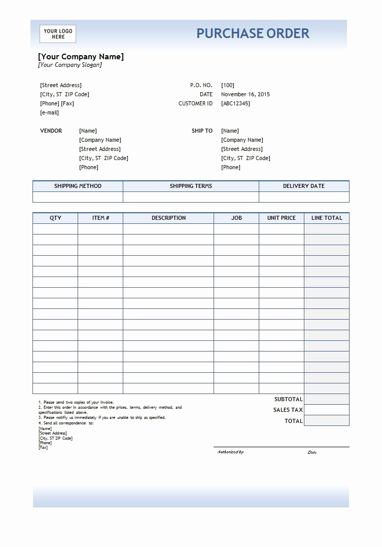 Free Purchase order Template Inspirational 39 Free Purchase order Templates In Word &amp; Excel Free