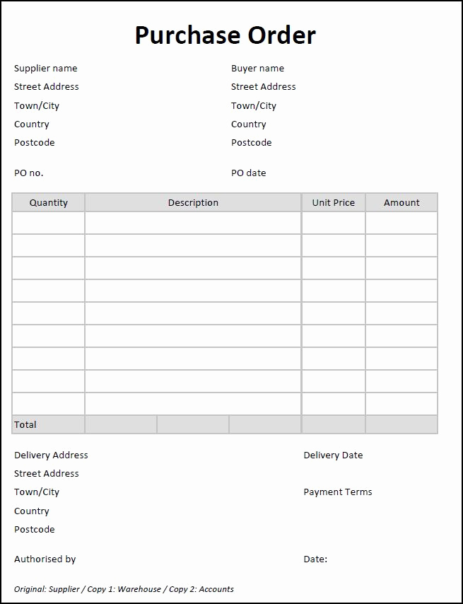 Free Purchase order Template Lovely 5 Purchase order Templates Excel Pdf formats