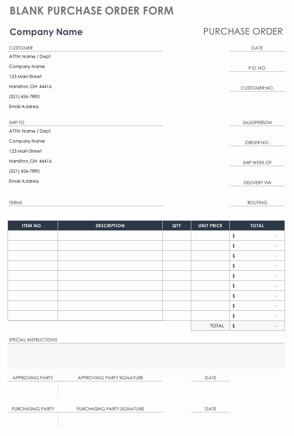 Free Purchase order Template Luxury Free Purchase order Templates