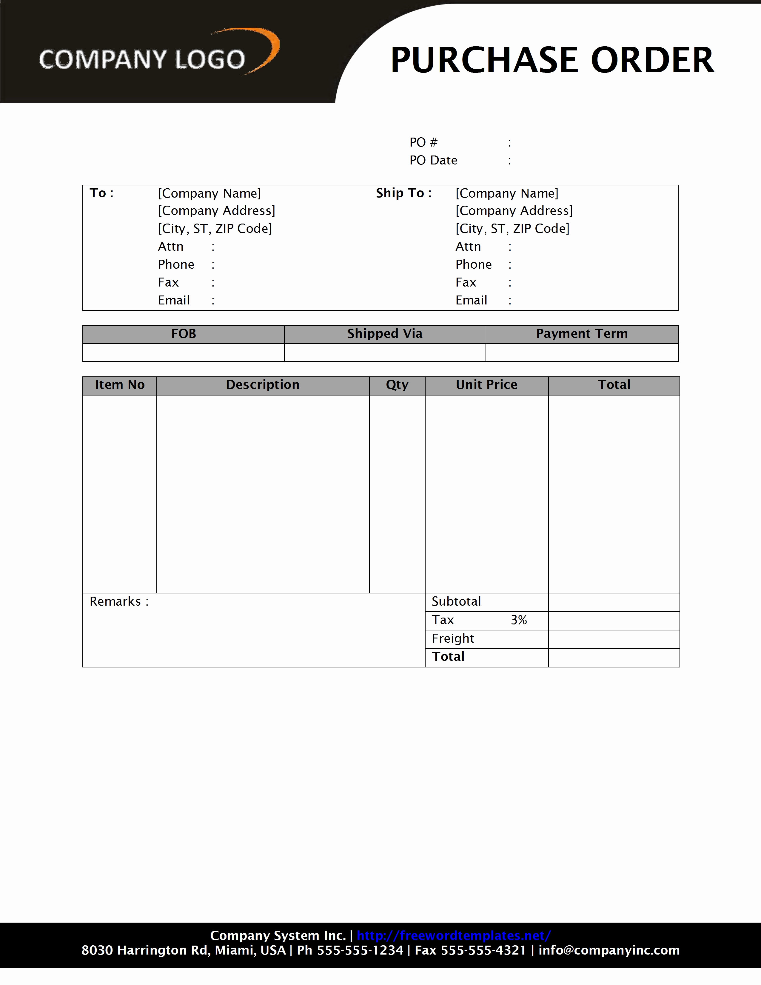 Free Purchase order Template New Purchase order Template