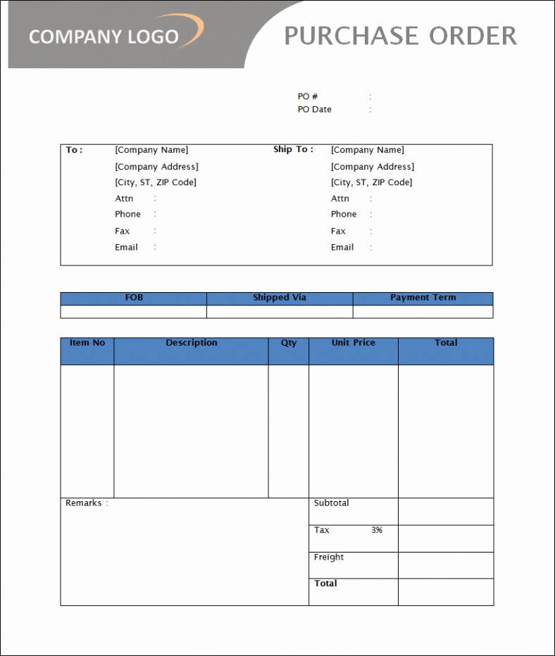 Free Purchase order Template Unique Purchase order Template Free Templates