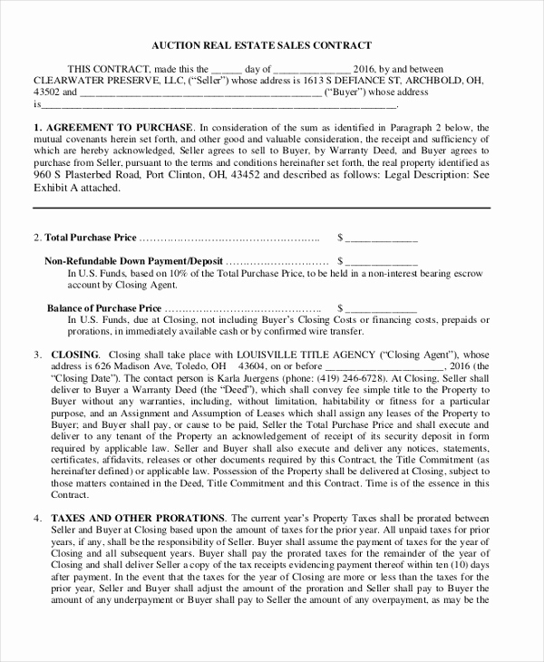 Free Real Estate Contract Inspirational Sample Real Estate Sales Contract form 8 Free Documents