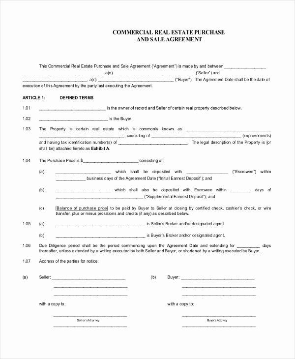Free Real Estate Contract Luxury Sample Real Estate Purchase Agreement form 6 Free