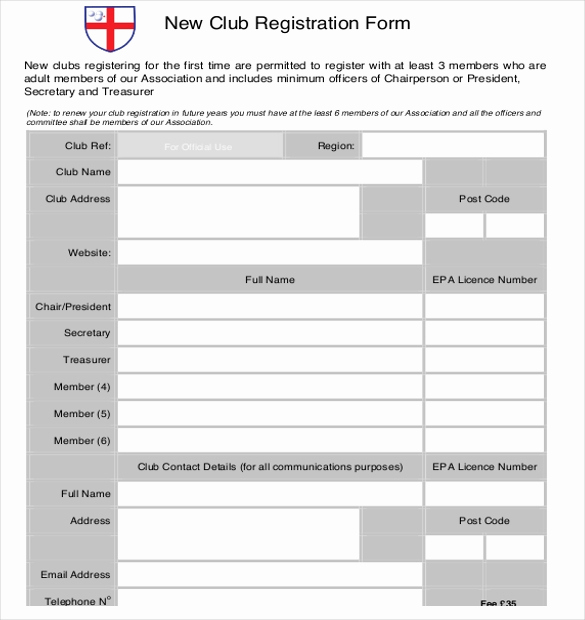 Free Registration form Template Awesome 15 Sample Club Application Templates Pdf Doc