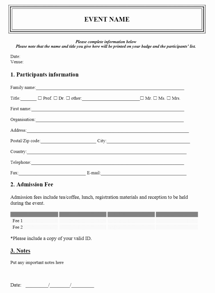 Free Registration form Template Elegant event Registration form Template Free event Registration