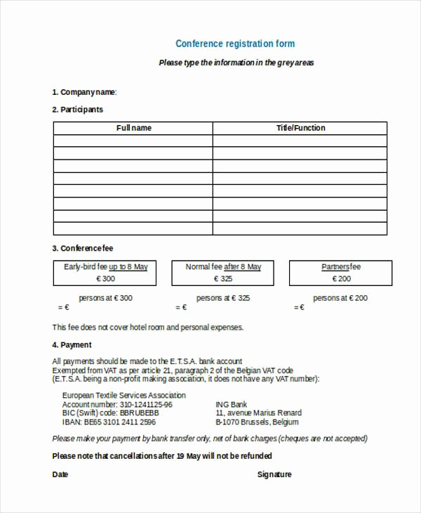 Free Registration form Template Inspirational Registration form Templates