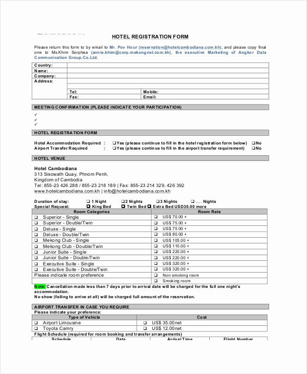 Free Registration form Template Lovely Printable Registration form Templates 9 Free Pdf