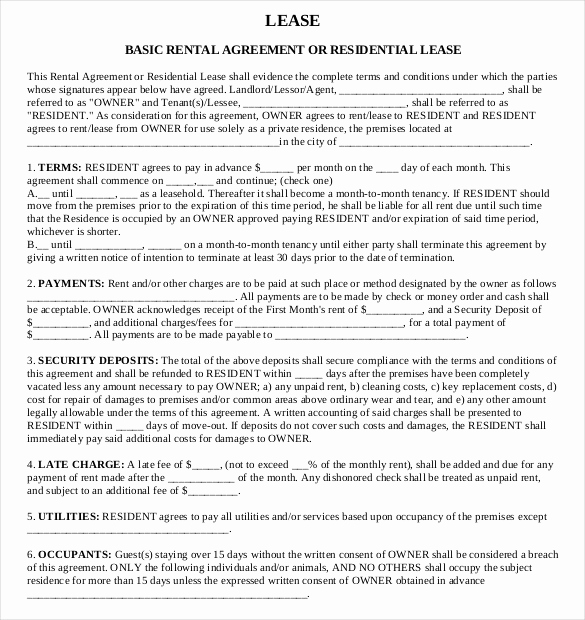 Free Rental Agreement Template Inspirational 26 Lease Agreement Templates Word Pdf