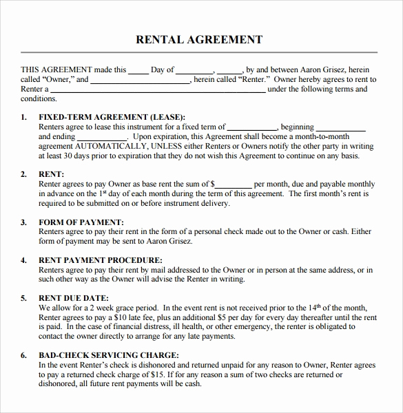 Free Rental Agreement Template Lovely 9 Blank Rental Agreements to Download for Free