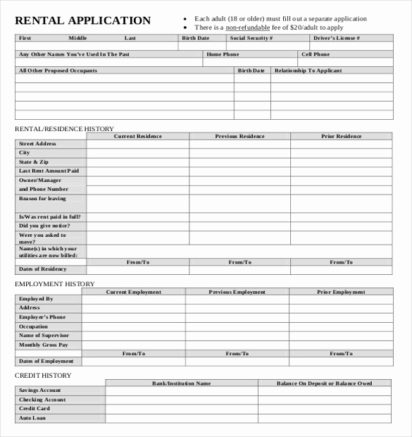 Free Rental Application form Beautiful Rental Application Template – 10 Free Word Pdf Documents