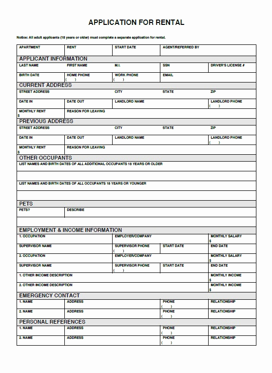 Free Rental Application form Best Of Free Rental Application Template