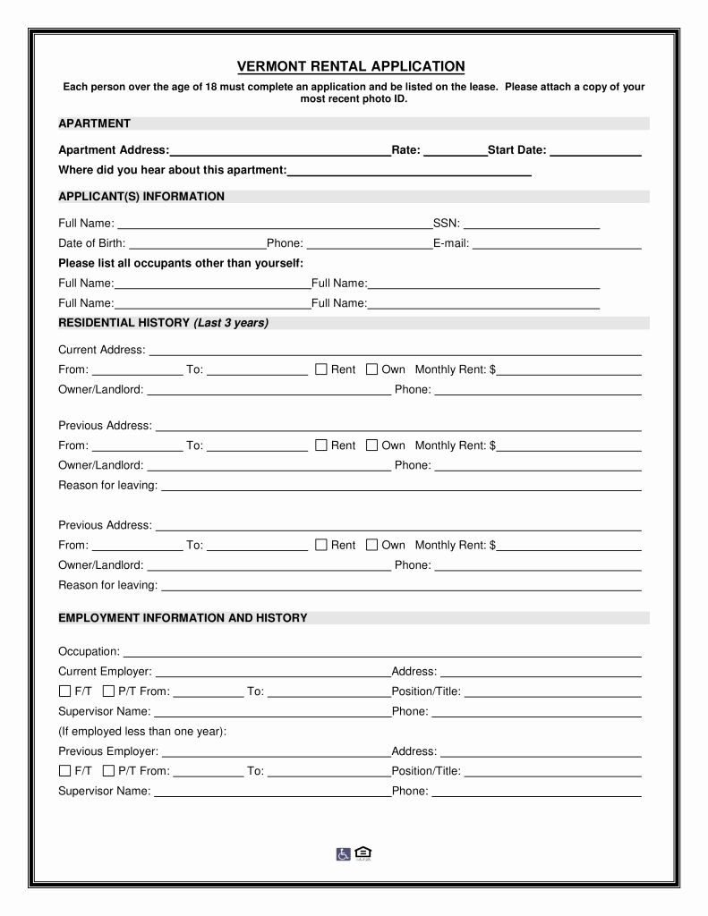 Free Rental Application form Fresh Free Vermont Rental Application form Pdf