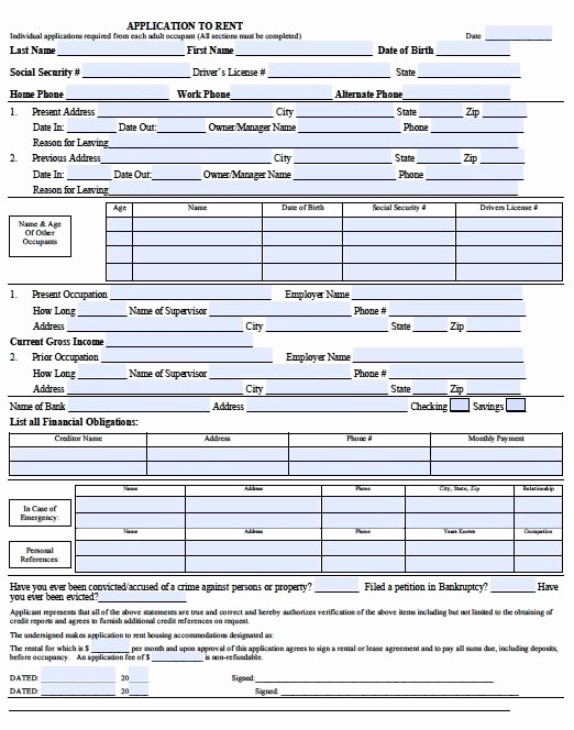 Free Rental Application form Inspirational Printable Sample Free Rental Application form form