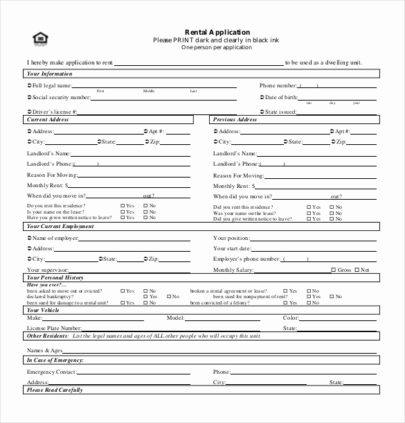 Free Rental Application form Unique Rental Application Template – 10 Free Word Pdf Documents