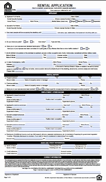 Free Rental Application Pdf Fresh Free New Mexico Rental Application form – Pdf Template