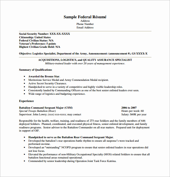 Free Resume Templates Pdf New Federal Resume format Ibrizz