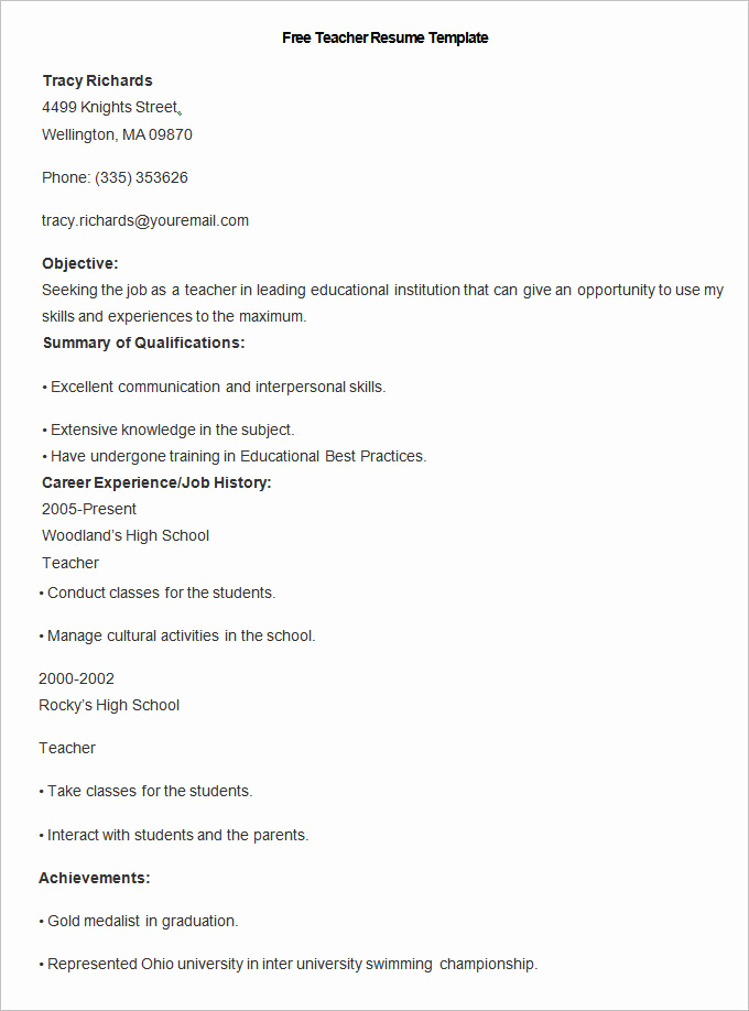 Free Sample Resume for Teachers Luxury How to Make A Good Teacher Resume Template