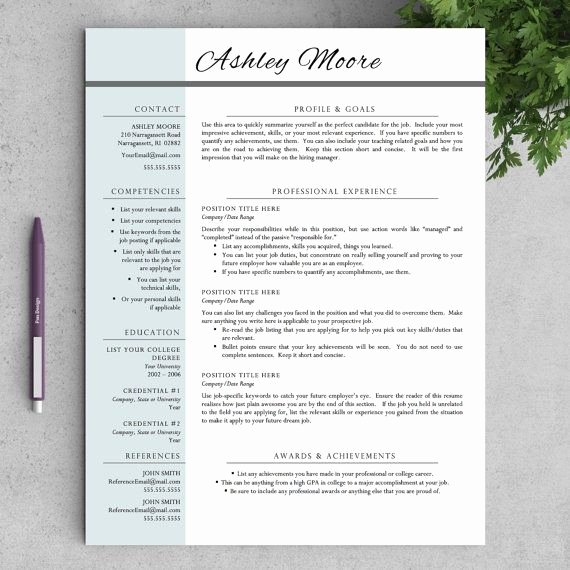 Free Sample Resume for Teachers New Teacher Resume Template for Word and Pages ★ Instant