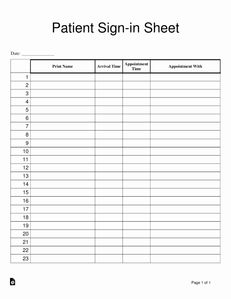 Free Sign In Sheet Template Lovely Patient Sign In Sheet Template