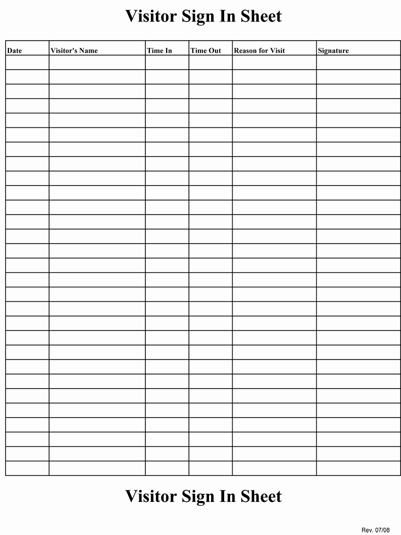 Free Sign In Sheet Template Lovely Sign In Sheet Template