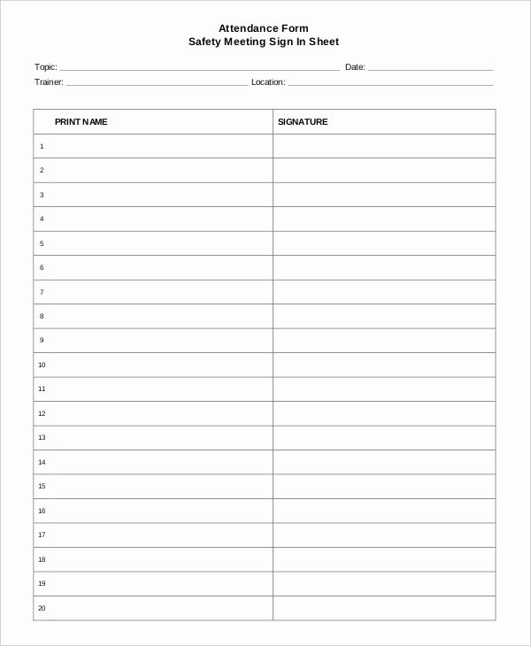 Free Sign In Sheet Template Unique 12 attendance Sign In Sheet Templates Free Sample