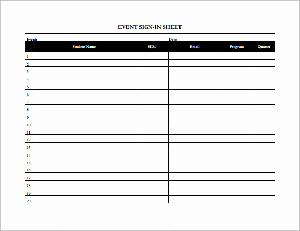 Free Sign In Sheet Template Unique 14 Sample event Sign In Sheets