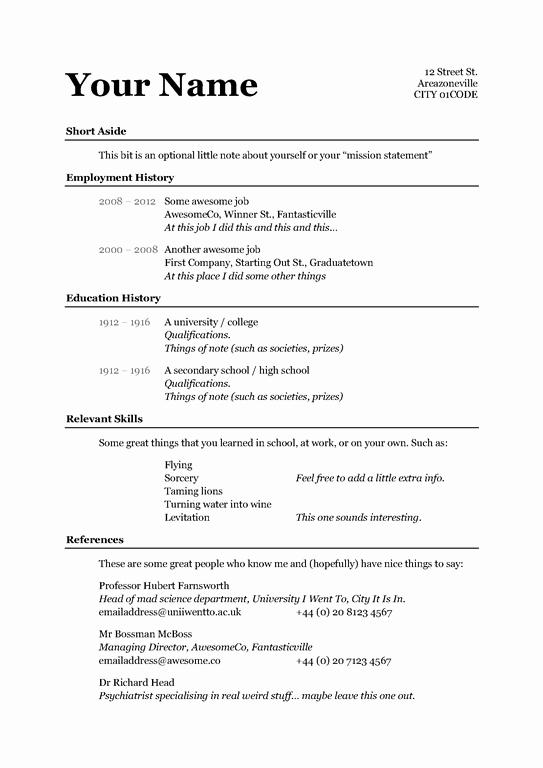 Free Simple Resume Templates Best Of Basic Resume Template