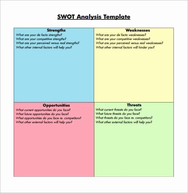 Free Swot Analysis Template Luxury 7 Free Swot Analysis Templates Excel Pdf formats
