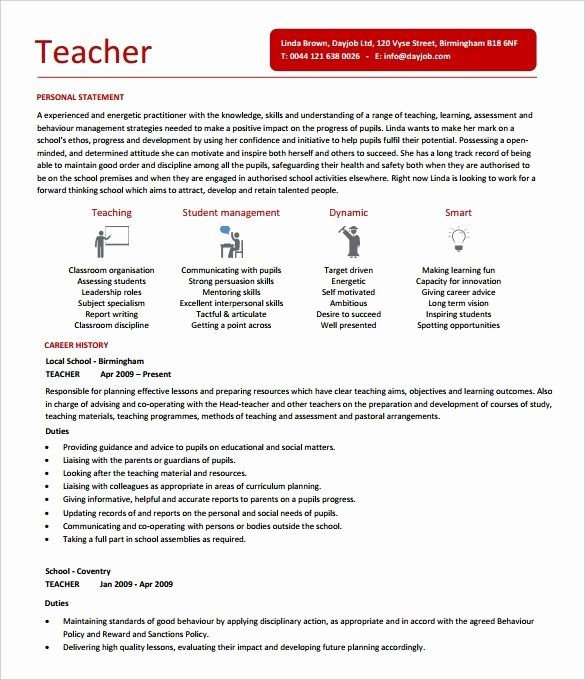 Free Teacher Resume Templates Lovely Free Teacher Resume Templates Pics – 50 Teacher Resume